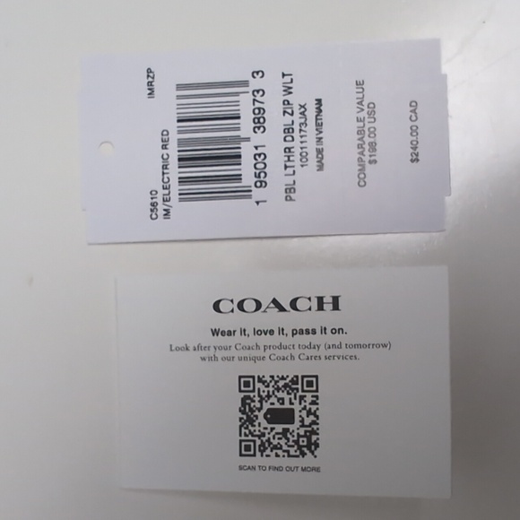 Coach C5610 Double Zip Leather Wallet Gold/Electric Red (Firm Price) - Picture 12 of 12